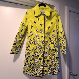 Prada Lime Yellow Floral Print Coat